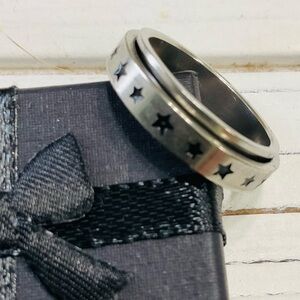 Trendy Unisex Stainless Steel Durable Star Decor Fidget Spinner Ring